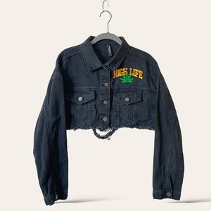 American Bazi High Life Crop Distressed Jean Jacket